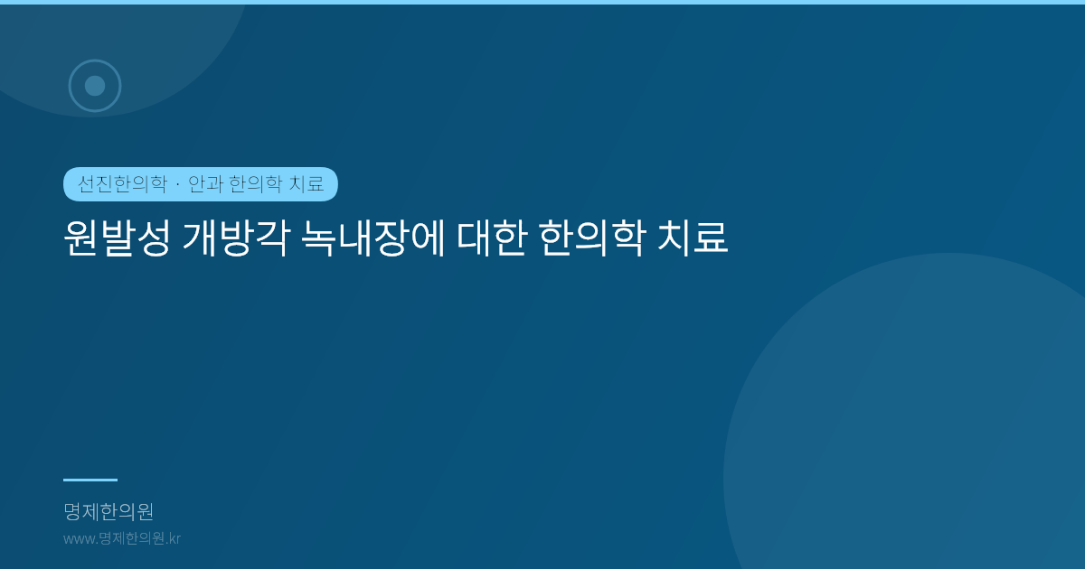 원발성 개방각 녹내장에 대한 한의학 치료