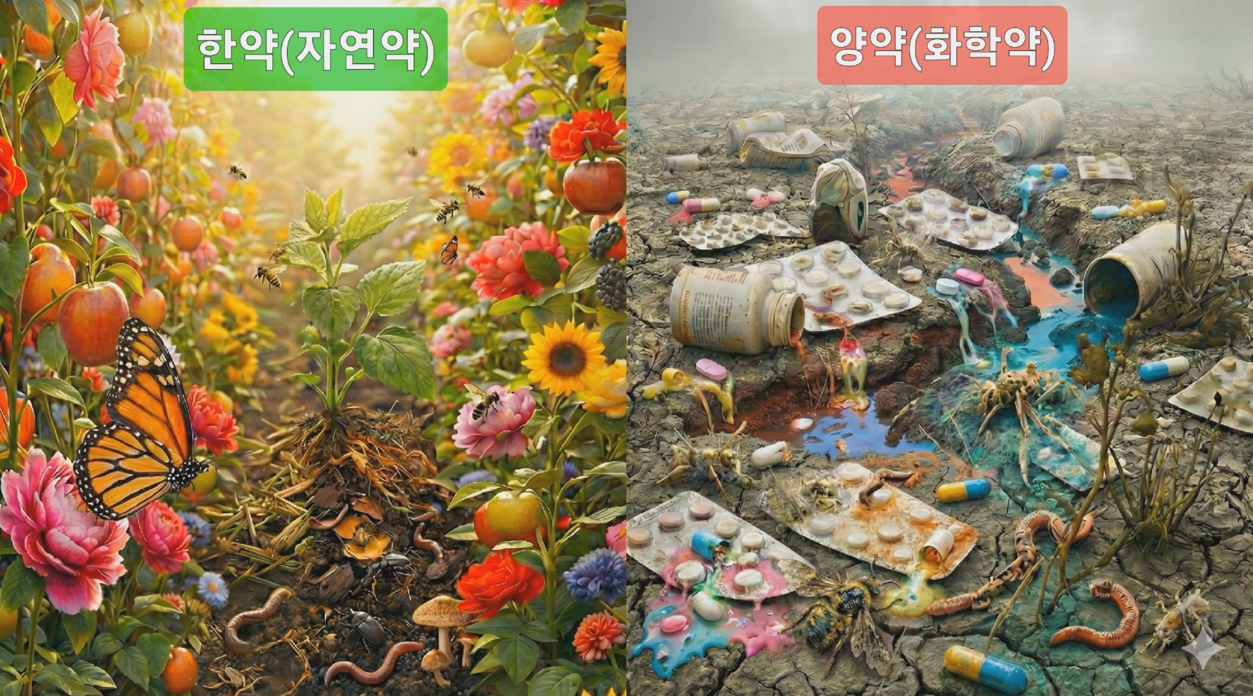 한약과 양약의 생태계와 인체에 대한 영향 비교